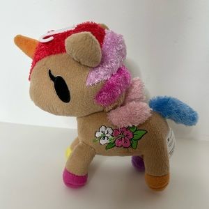 Tokidoki Unicorno Kaili Sunkissed Tan Plush 8” Hawaiian Flowers Stuffed Animal